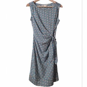 Diane Von Furstenberg 100 Silk Geometric Sleeveless Faux Wrap Mini Dress 2 DVF